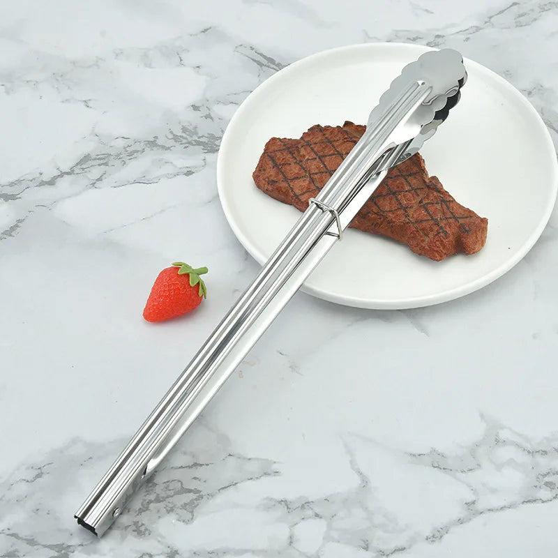 Stainless Steel Tong Tool Heat Bread Salad BBQ Cooking Serving Utensil Bead Clip Clamp Meat Barbecue Tools Buffet