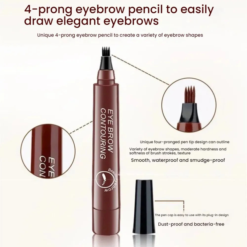 5 Colors Microblading Eyebrow Pen Waterproof Liquid Eyebrow Pencil Long Lasting Eyebrow Pen 4 Points Eye Brow Pen Cosmetics