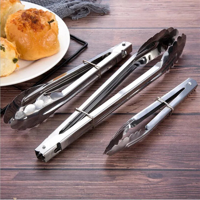 Stainless Steel Tong Tool Heat Bread Salad BBQ Cooking Serving Utensil Bead Clip Clamp Meat Barbecue Tools Buffet
