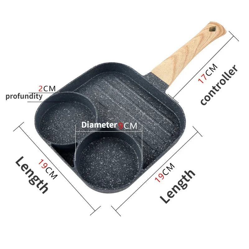 1pc Medical Stone Four-hole Omelette Pot Household Non-stick Flats-bottomed Egg Dumpling Pot Breakfast Egg Burger Frying Pan