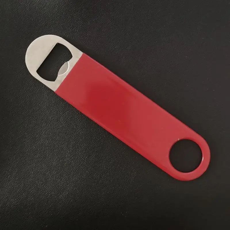 LMETJMA 1Piece Bartender Bottle Opener Stainless Steel Beer Bottle Openers Rubber Flat Bottle Opener Heavy Duty Bar Opener JT216