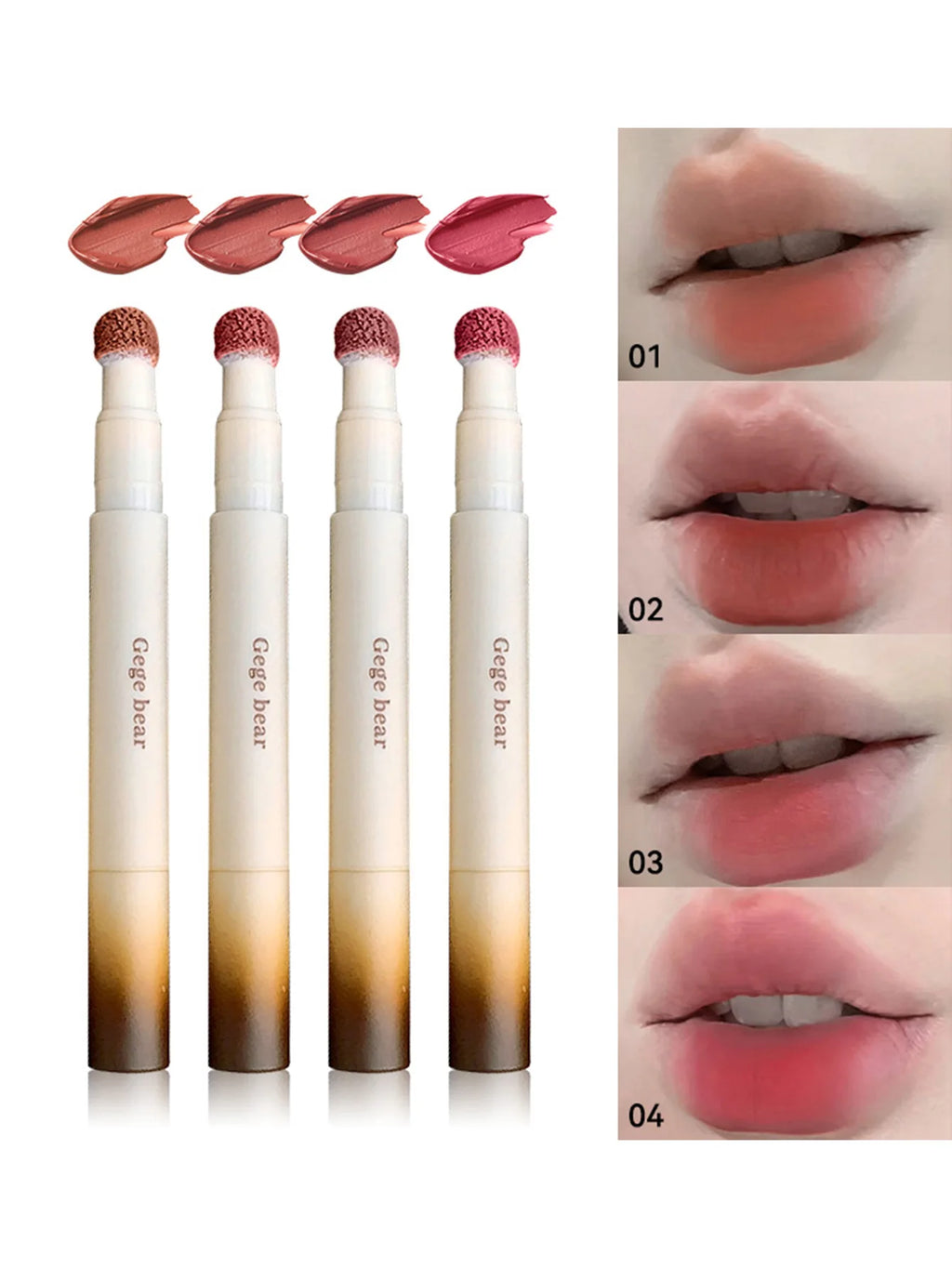 Gege Bear 1Pc Rotary Lipstick Pen - Velvet Matte, Easy Color, Waterproof For Autumn-Winter Liquid Lipstick,Natural makeup