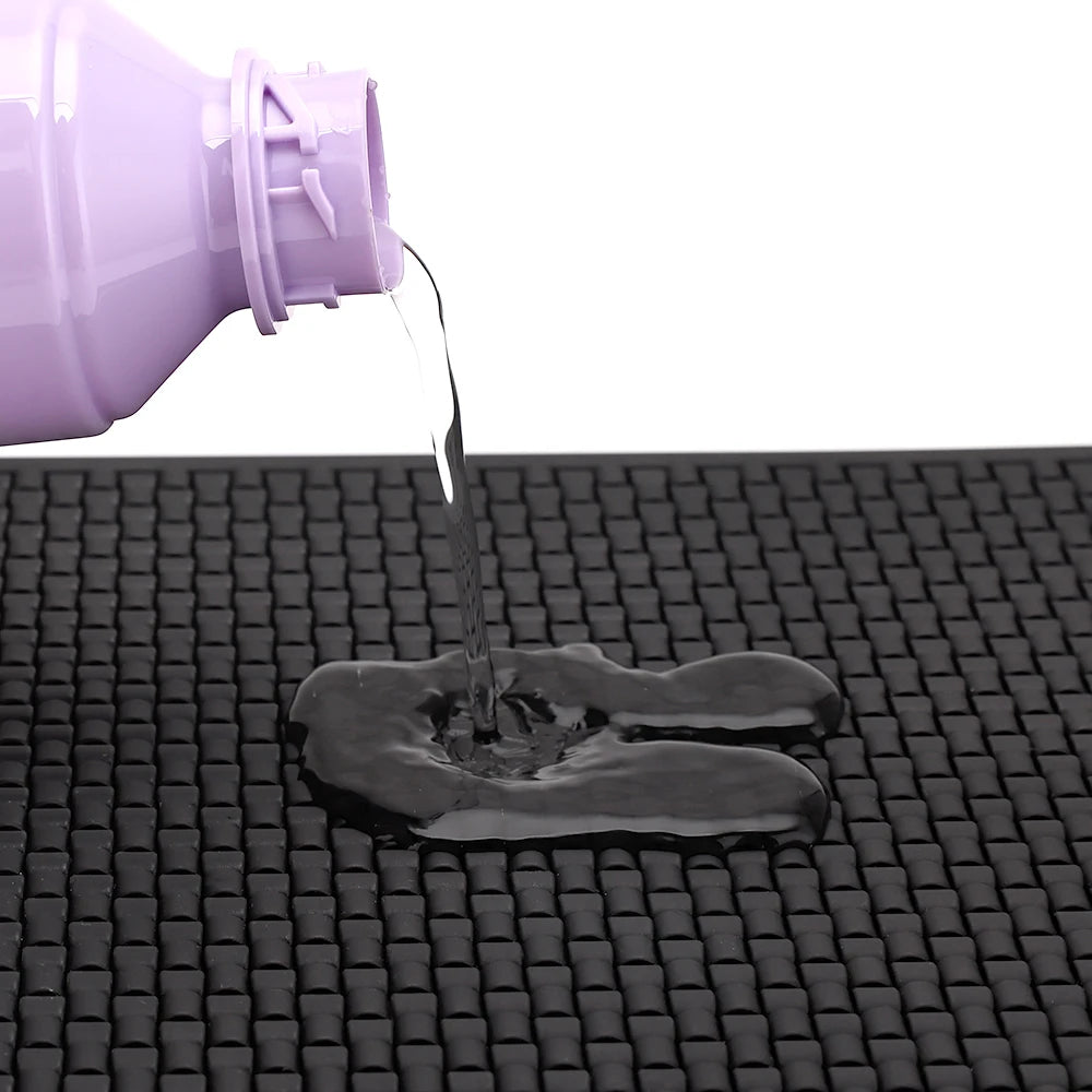 Barbershop Anti-skid Pad Black Electric Clipper Mat Silicone Heat-resisting Cushion For Hair Straightener Use