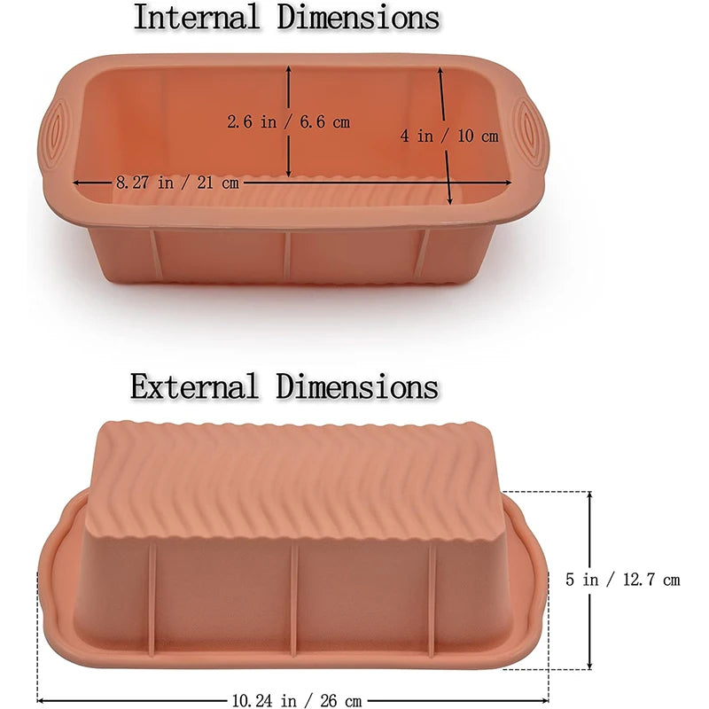 LMETJMA Silicone Loaf Pan Non-Stick Bread Loaf Pan Kitchen Bread Mold Pan For Baking Meatloaf Ice Brickand Easy Release JT244