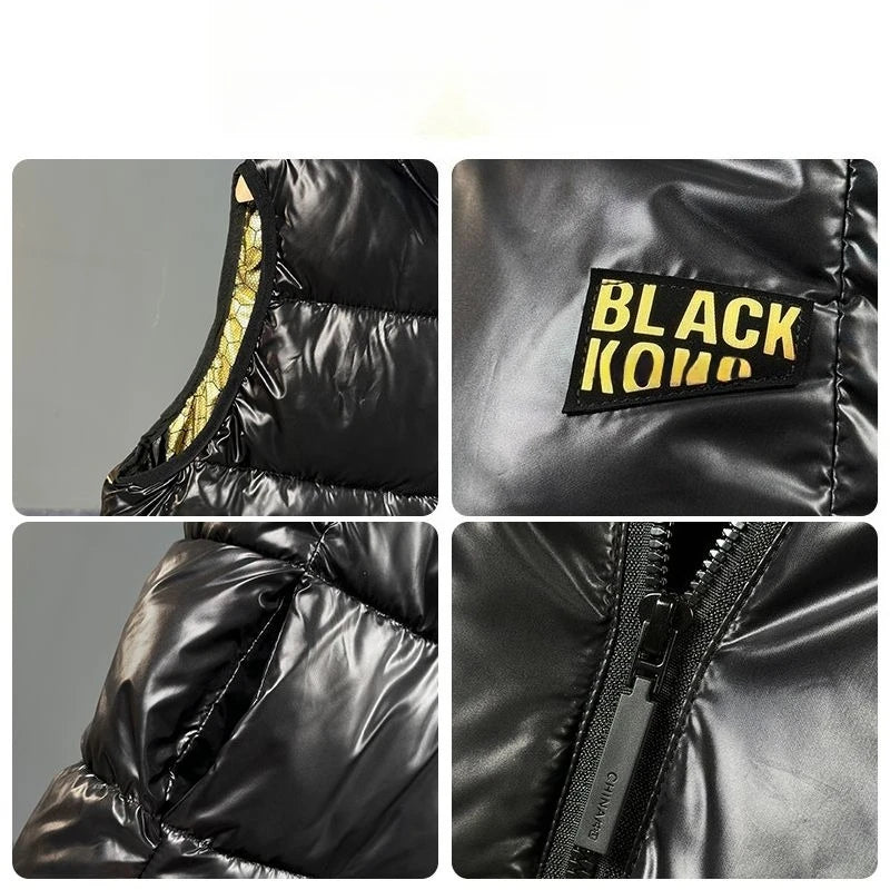 Men Cotton Padded Coat Vests Graphene Heating Waterproof Thicken Black Zipper Sleeveless Coat Casual Parka Outerwear Waistcoat