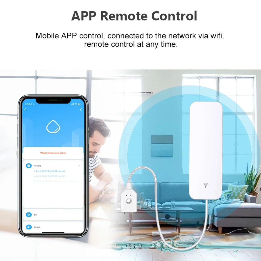 Tuya WiFi Zigbee Water Leak Sensor, Water Leak Detector Smart Life APP Notification Alerts,Water Flood Leak Alarm Home Security