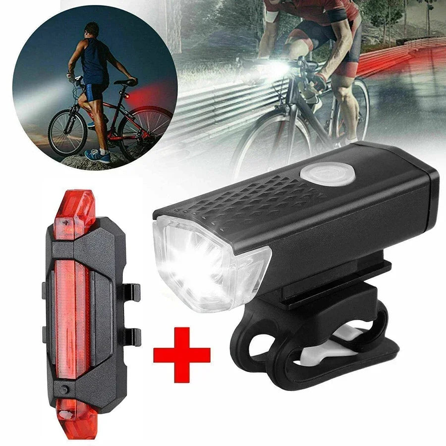 USB LED Rechargeable Bike Bicycle Light Set MTB Road Bike Front Back Headlight Lamp Flashlight Cycling Light Cycling Accessories