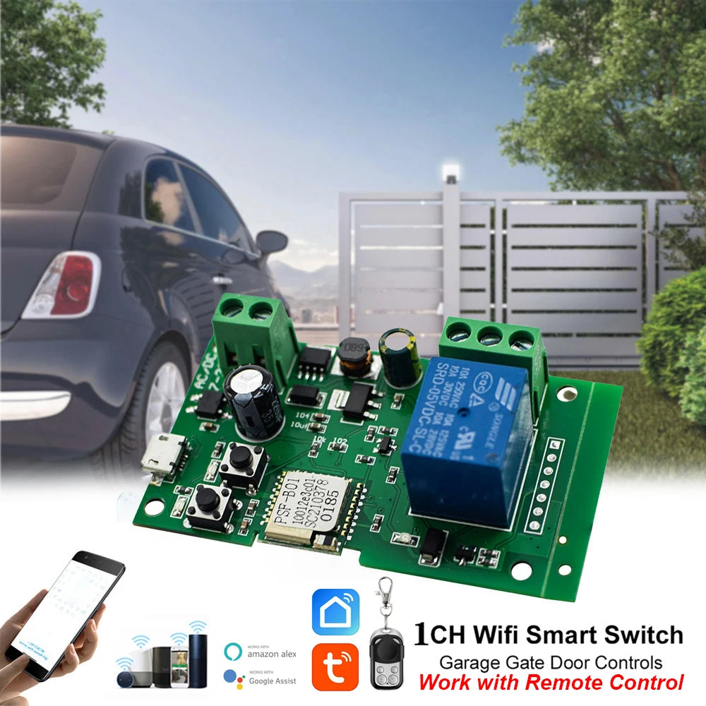 1CH WiFi Module Relay Breaker AC/DC 12V 24V Momentary Mode Compatible with Google Home Alexa Smart Voice Control