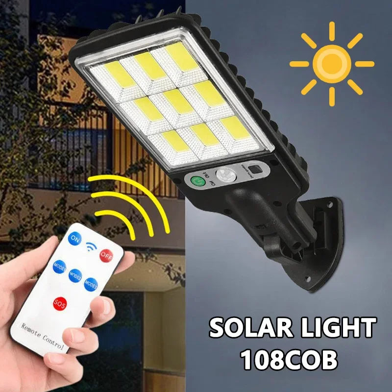 Sensor Street Lamp 3 Light Modes Outdoor Waterproof Security Solar Lamps Garden Terrace Garage Door Street Lighting 72COB