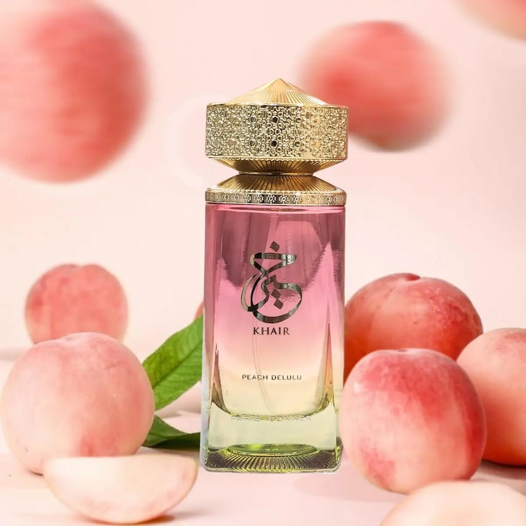 Khair Peach Delulu Eau De Parfum Paris Corner for Women 3.4 Fl Oz Sophisticated Gourmand Perfume with Notes of Peach