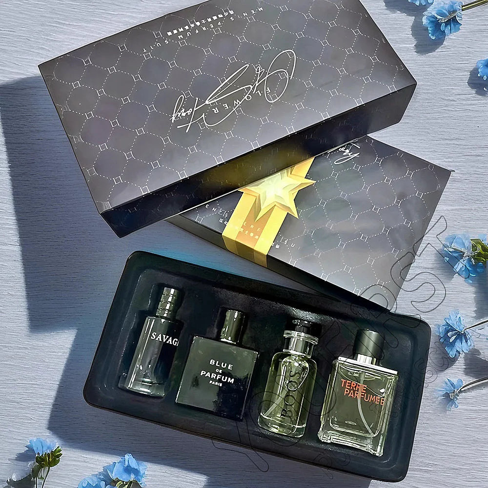 Luxury Brand Perfume Men Cologne Parfums Homme Gift Box 4Pcs Set 100ml Perfumes Masculinos Natural Floral Fruity Scent SprayLuxu