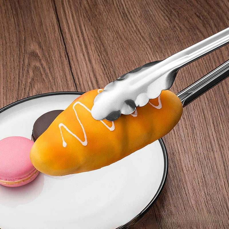 Stainless Steel Tong Tool Heat Bread Salad BBQ Cooking Serving Utensil Bead Clip Clamp Meat Barbecue Tools Buffet