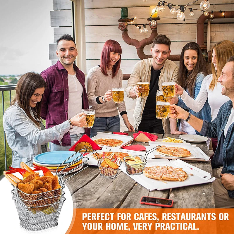 LMETJMA French Fry Basket Mini Square Fry Basket with Handle Stainless Steel Chips Deep Fry Basket Frying Chips Mesh Basket JT94