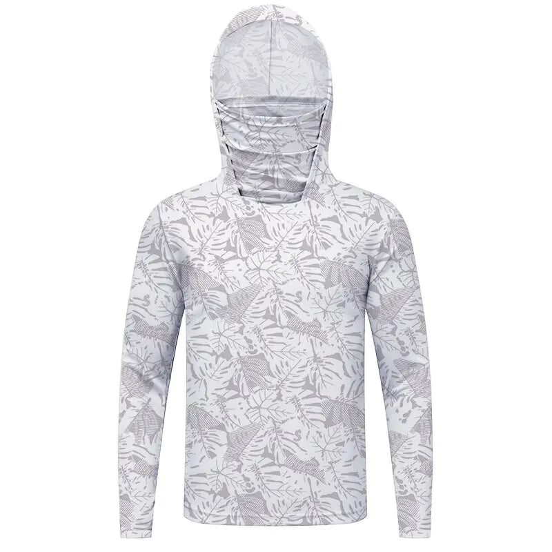 Sun Protection T-Shirts Mens Long Sleeve UV-Proof T-Shirts Fishing Hiking Summer Mask Lightweight Outdoor Protection Hoodie Tee