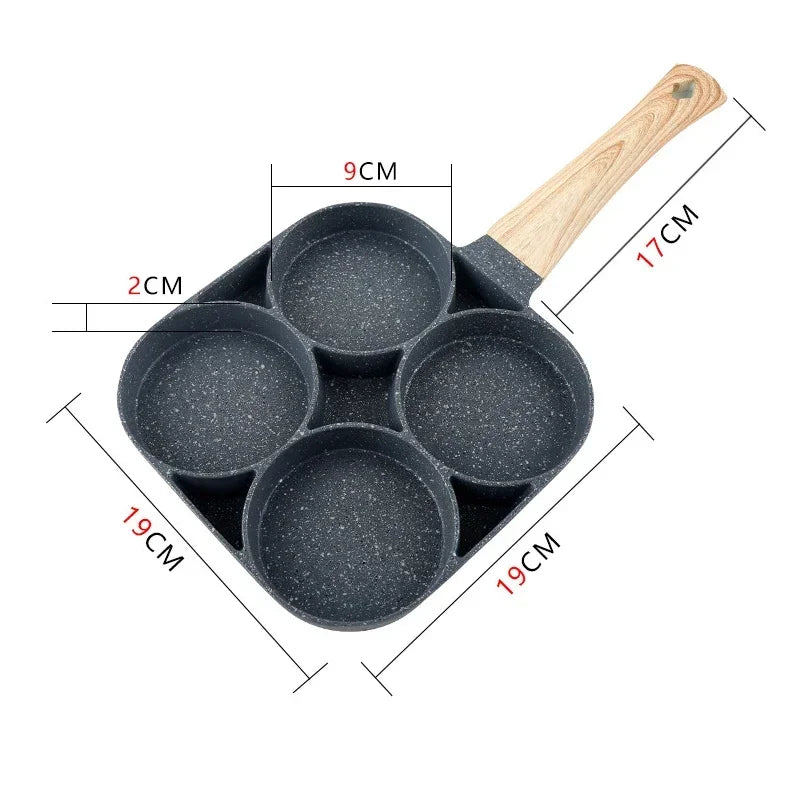 1pc Medical Stone Four-hole Omelette Pot Household Non-stick Flats-bottomed Egg Dumpling Pot Breakfast Egg Burger Frying Pan