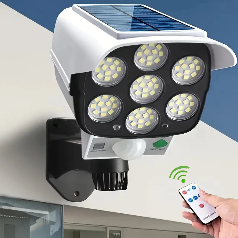 Outdoor Motion Sensor Solar Lights 2000 Lumens 77LED Solar Motion Sensor LED Light Outdoor Camera Wireless Security Floodlights