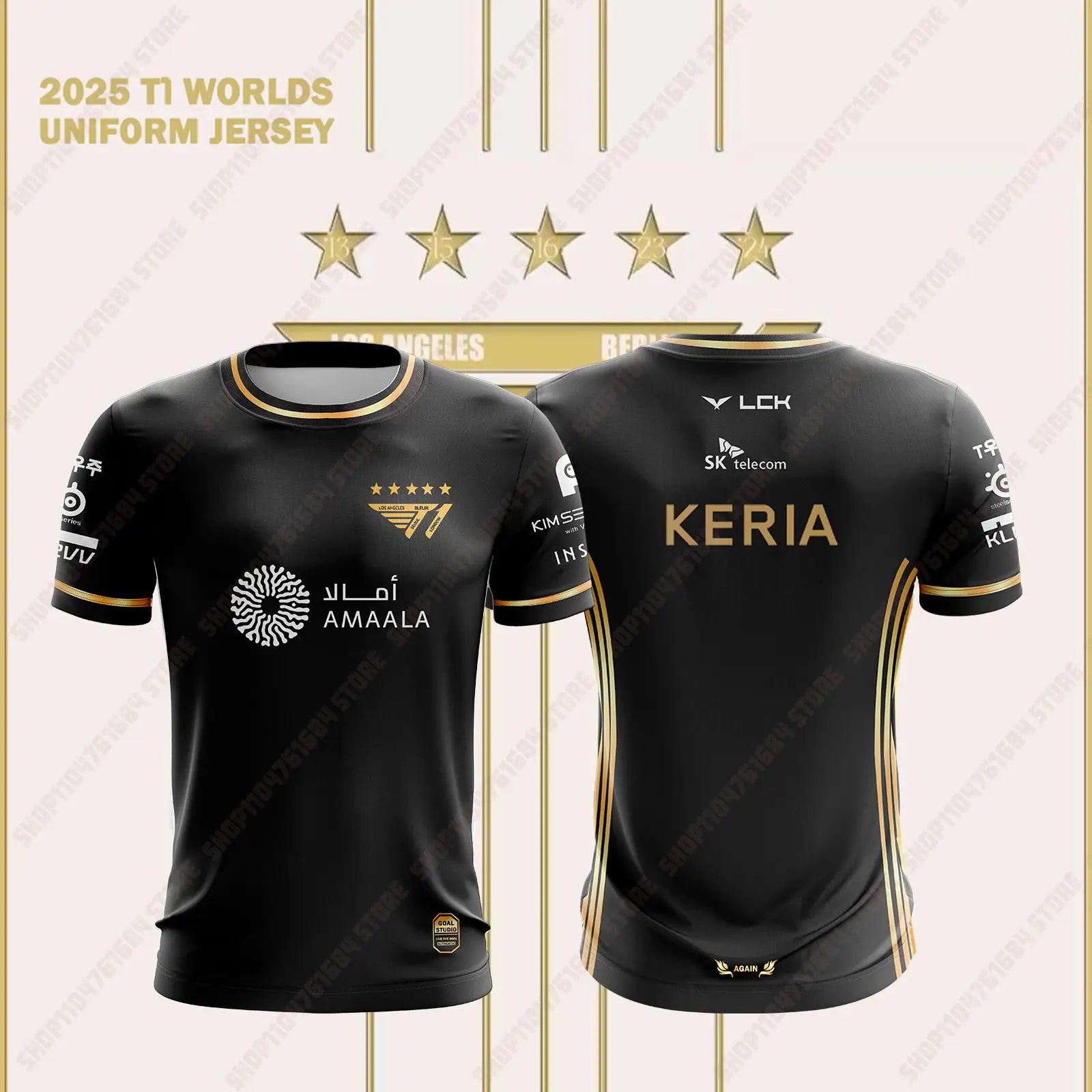 T1 Esports Team Uniform T-shirt 2025 League Of Legends World Finals Jersey New T-shirt Lol Game Faker Fan Support Round Neck Top