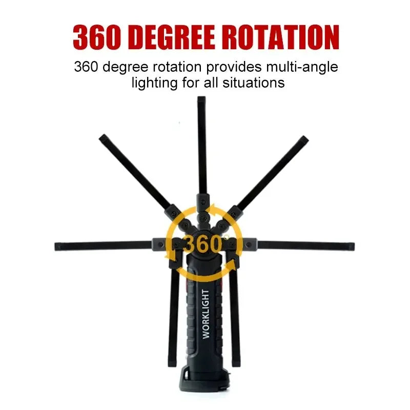 Rechargeable LED Work Lights with Magnetic Base, 360°Rotation,Versatile Lighting for Repairs, Outdoors for Men
