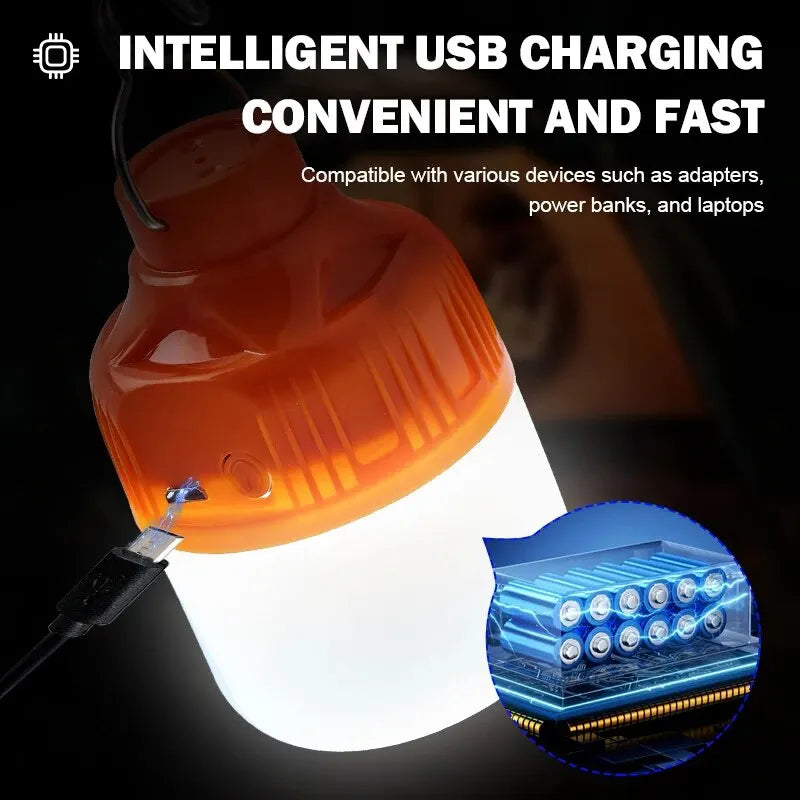 Outdoor USB Rechargeable LED Lamp Bulbs High Brightness Emergency Light Hook Up Camping Fishing Portable Lantern Night Lights