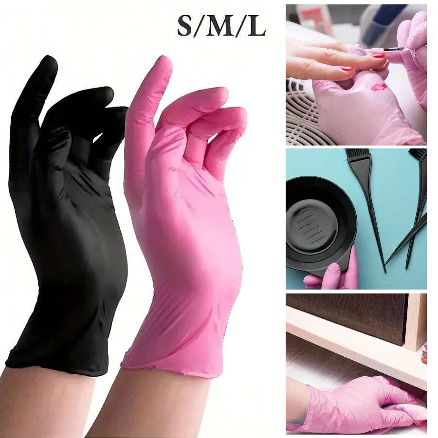 20/50Pcs Disposable Nitrile Gloves, Latex Free for Nail Manicure Hairdressing Tattoo Preparation and Salon Cleaning Tools
