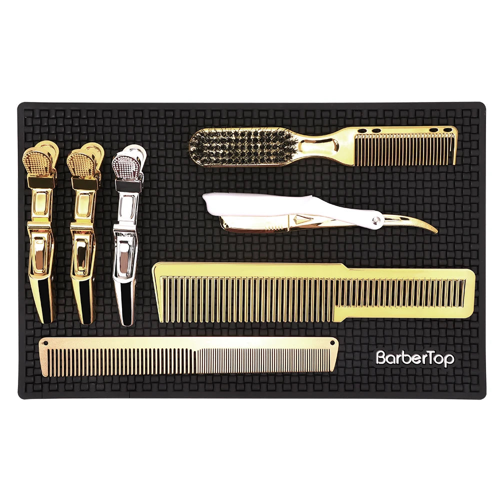 Barbershop Anti-skid Pad Black Electric Clipper Mat Silicone Heat-resisting Cushion For Hair Straightener Use