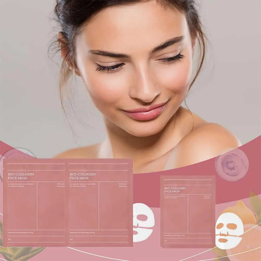 1/3/5/10PCs Bio Collagen Face Mask Shrink Pores Deep Hydrating Overnight Mask Moisturizing Refreshing Brightening Face Skin Care