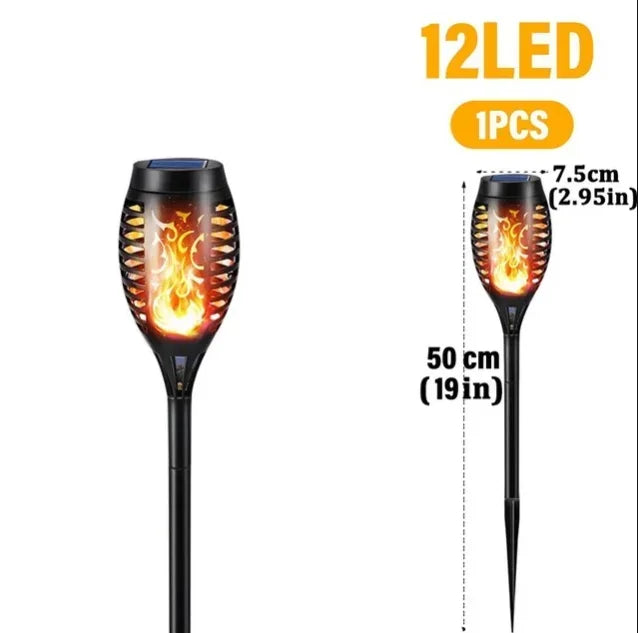 1-10Pack Solar Flame Light Outdoor 96/12 LEDs Flickering Torch Waterproof Night Lamp Garden Decoration for Lawn Path Yard Patio