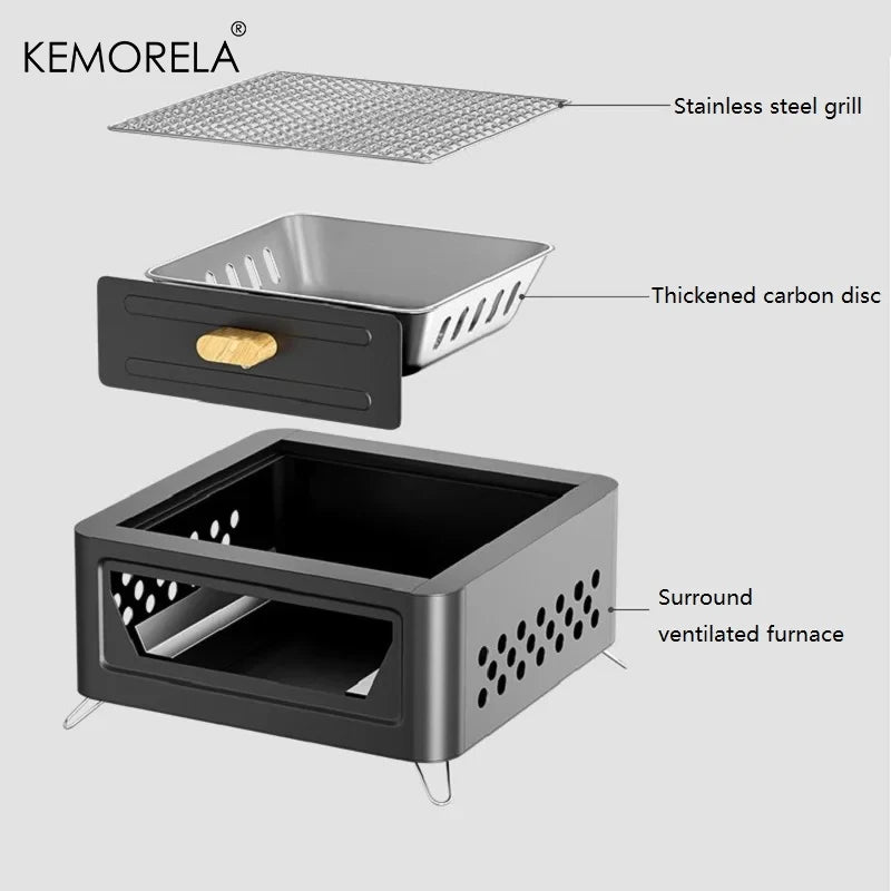 1Set New Outdoor BBQ Camping Stove Brazier Barbecue Grill Stove Tea Cooking Household Carbon Charcoal Stove Heating Brazier