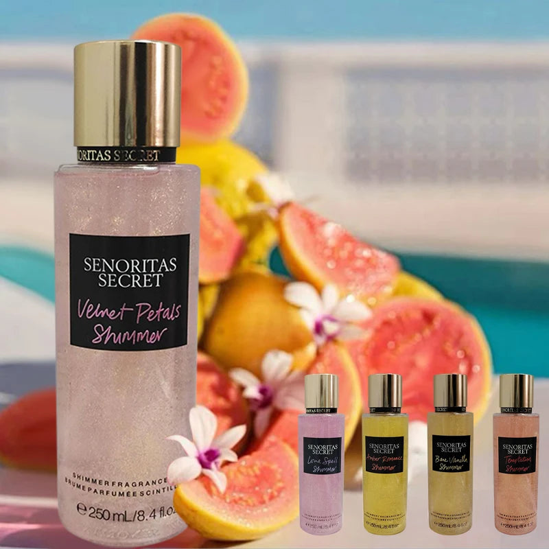 Body Spray Flower Fruit Lasting Natural Plant Woman Secret Scent Pheromones Petal Fragrance Crushed Flash Gold Deodorant 250ml