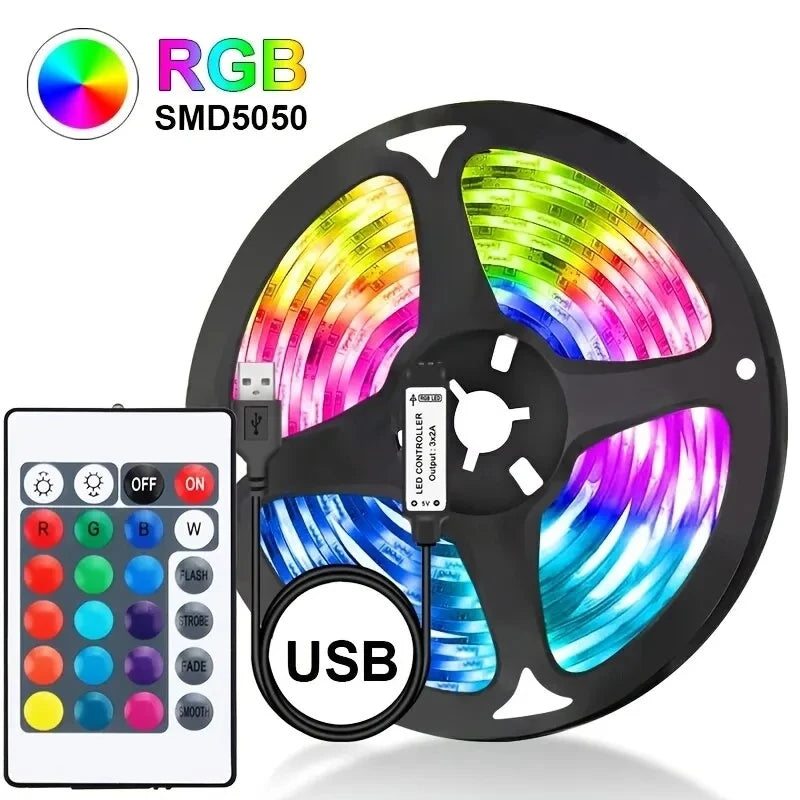 Smart USB LED Light Strip RGB 5050 5V Flexible Tape with Remote APP Control Music Sync for TV Backlight Room DIY Christmas Decor