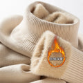 Men‘s Thermal Fleece High-neck Sweater Winter Turn-down Collar Fleece-lined Knitted Pullover Casual Keep Warm Thick Bottom Tops