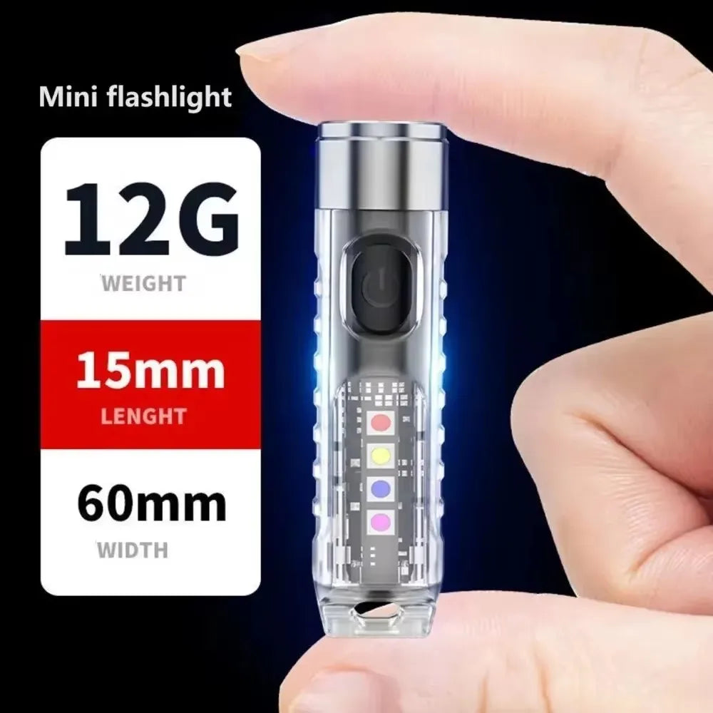 Rechargeable Mini Keychain Flashlight with 10 Modes and Magnetic Base - Ideal for Camping and Outdoor Activities