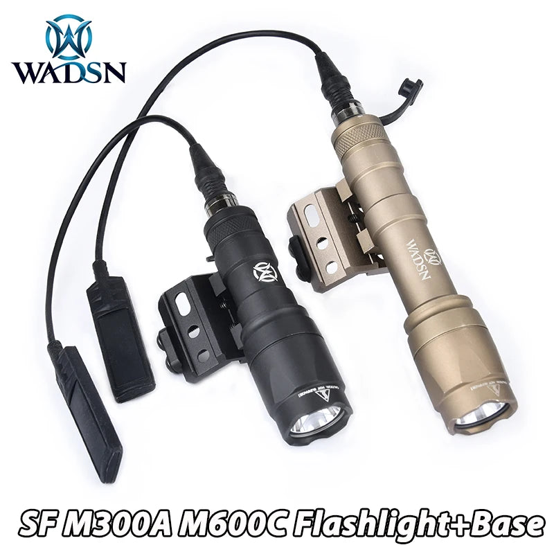 WADSN SF M600C M300A M300 M600 Tactical Flashlight With Hunting Weapon Airsoft Scout Accessory Fit Mlok Keymod Rail Offset Mount