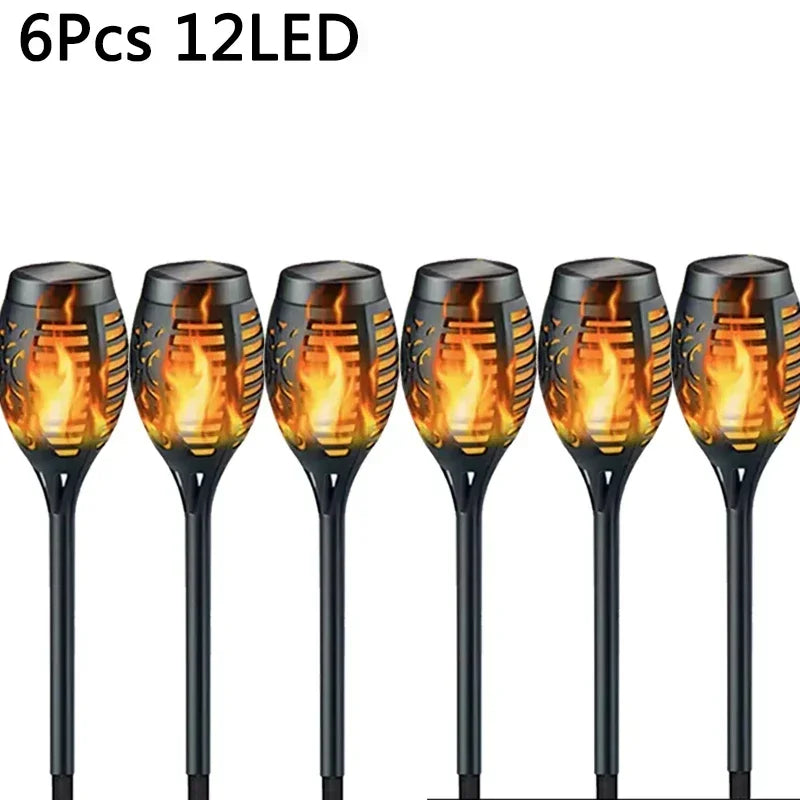 1-10Pack Solar Flame Light Outdoor 96/12 LEDs Flickering Torch Waterproof Night Lamp Garden Decoration for Lawn Path Yard Patio