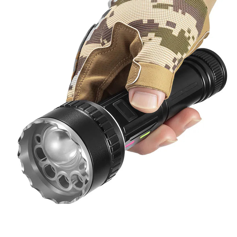 Outdoor Multi-Functional High-Brightness LED Flashlight with Super Long Battery Life Magnetic Base And White Laser Work Light