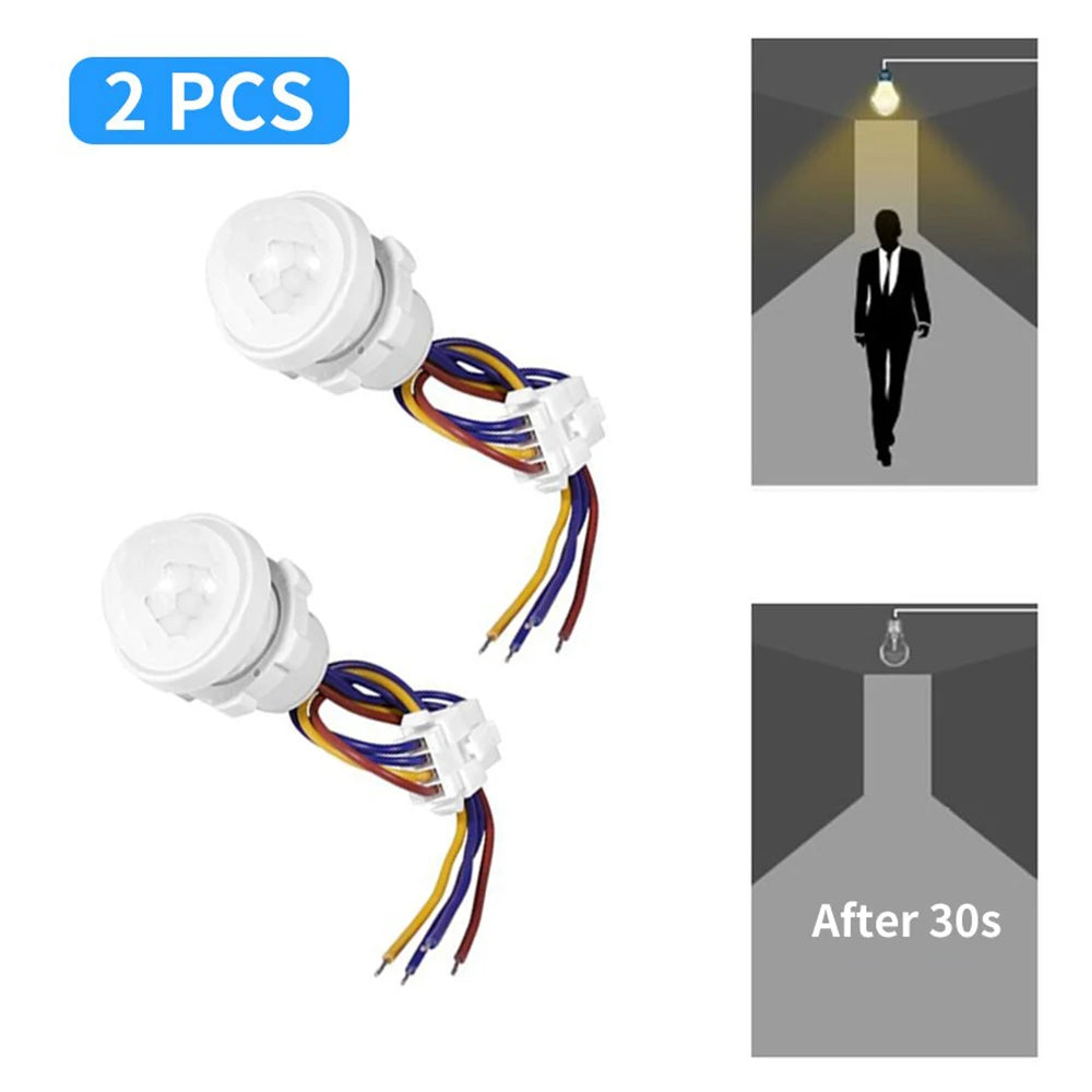 2PCS PIR Motion Sensor Detector 110V 220V Smart Switch Home Indoor Outdoor Infrared Light Time Delay Mode Adjust Lighting Switch