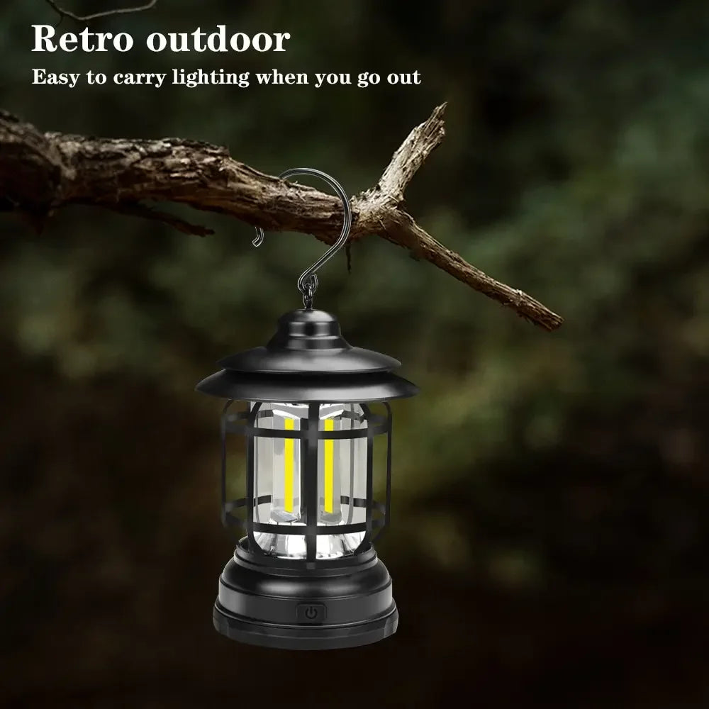 LED Camping Lantern 2Lighting Modes COB Battery Powered For Hiking Camping Emergency Home Power Outages Indoor Outdoor