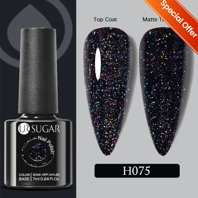 UR SUGAR 7ML Gel Nail Polish Red Glitter Sequins Manicure Semi Permanent Base Matte Top Coat Soak Off LED UV Nail Art Gel Varnis