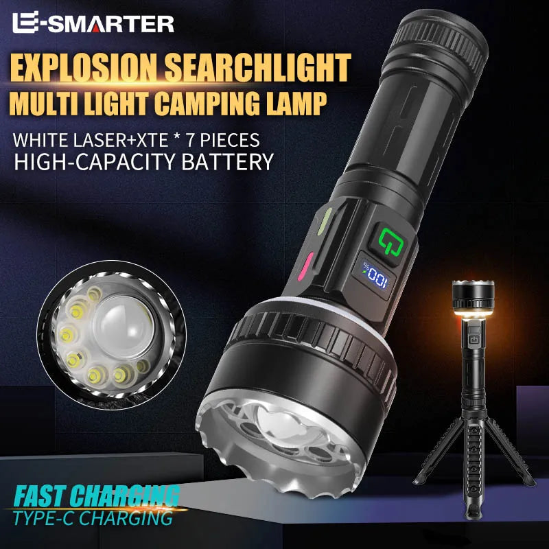 Outdoor Multi-Functional High-Brightness LED Flashlight with Super Long Battery Life Magnetic Base And White Laser Work Light