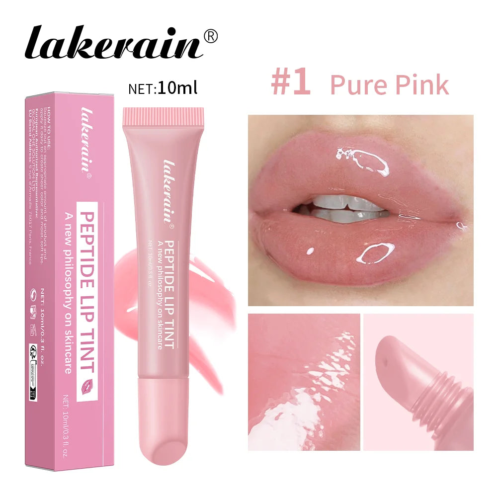 Lakerain 10ml Lip Balm Gel Texture Long Lasting Moisturizing Restore Replenish Non-Sticky Fragrance-Free Tinted Lip Serum Makeup