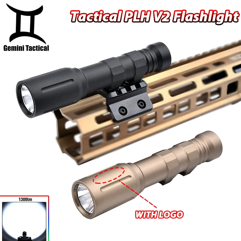 WADSN MOD PLH V2 Tactical Flashlight High Power 1300Lumens Hunting Gun Scout Light Fit 20mm Rail Mlok Keymod Airsoft Accessories
