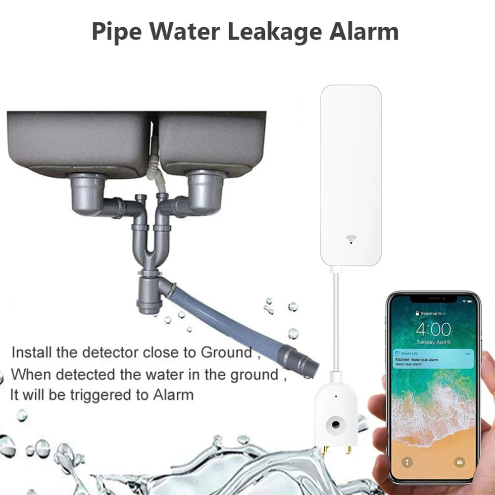 Tuya WiFi Zigbee Water Leak Sensor, Water Leak Detector Smart Life APP Notification Alerts,Water Flood Leak Alarm Home Security