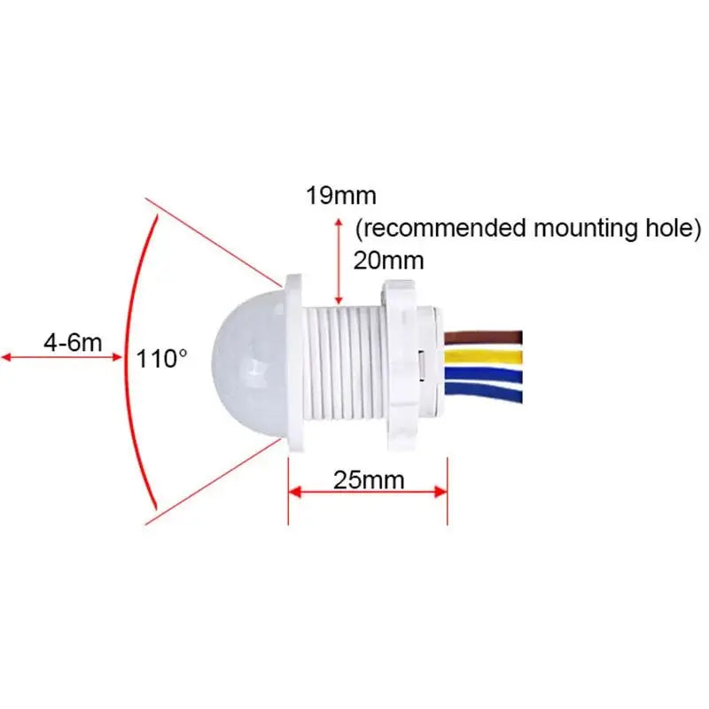 2PCS PIR Motion Sensor Detector 110V 220V Smart Switch Home Indoor Outdoor Infrared Light Time Delay Mode Adjust Lighting Switch