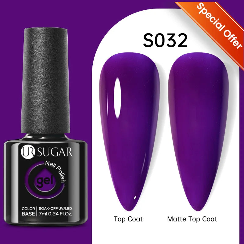 UR SUGAR 7ML Gel Nail Polish Red Glitter Sequins Manicure Semi Permanent Base Matte Top Coat Soak Off LED UV Nail Art Gel Varnis