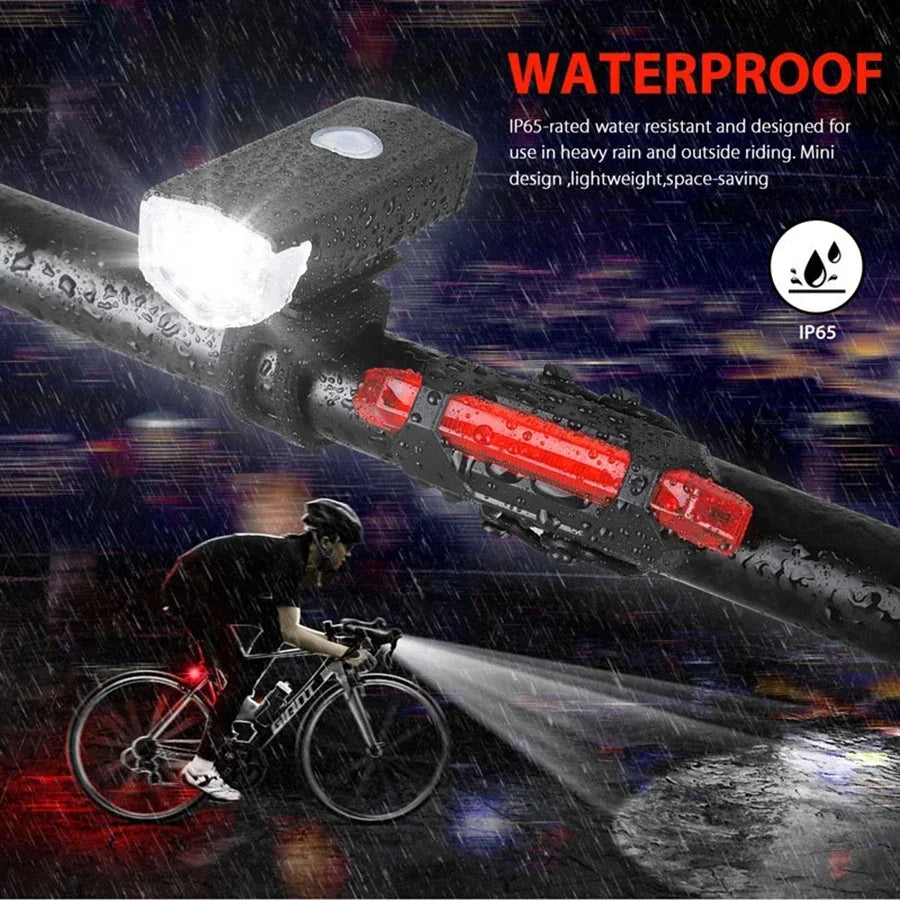 USB LED Rechargeable Bike Bicycle Light Set MTB Road Bike Front Back Headlight Lamp Flashlight Cycling Light Cycling Accessories