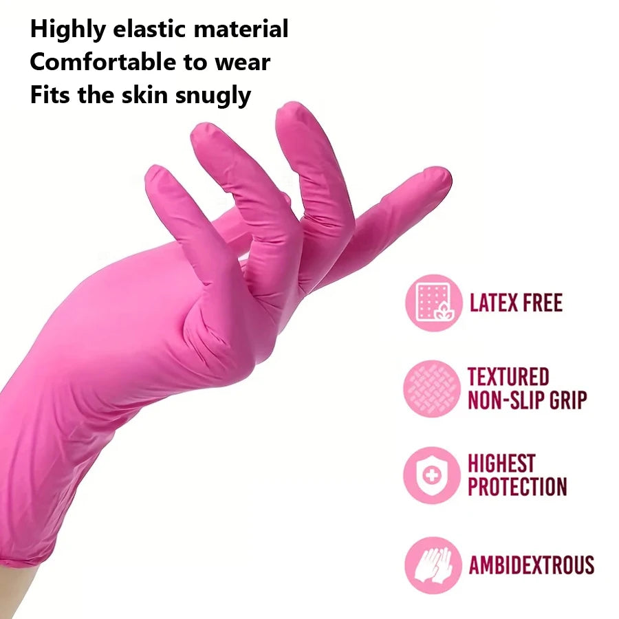 20/50Pcs Disposable Nitrile Gloves, Latex Free for Nail Manicure Hairdressing Tattoo Preparation and Salon Cleaning Tools