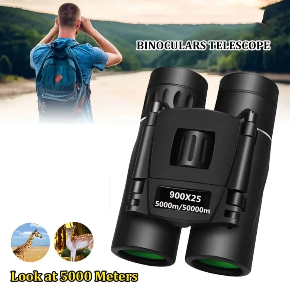 Binoculars 900/1000x25 HD Powerful 9000M Long Range Folding Mini Telescope FMC Optics For Hunting Sports Outdoor Camping Travel