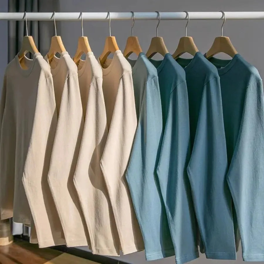 Heavy-duty 300G Cotton Long-sleeved T-Shirt Autumn Men Women O-Neck Oversize T Shirts Unisex Loose Bottoming Couple Shirt L-4XL