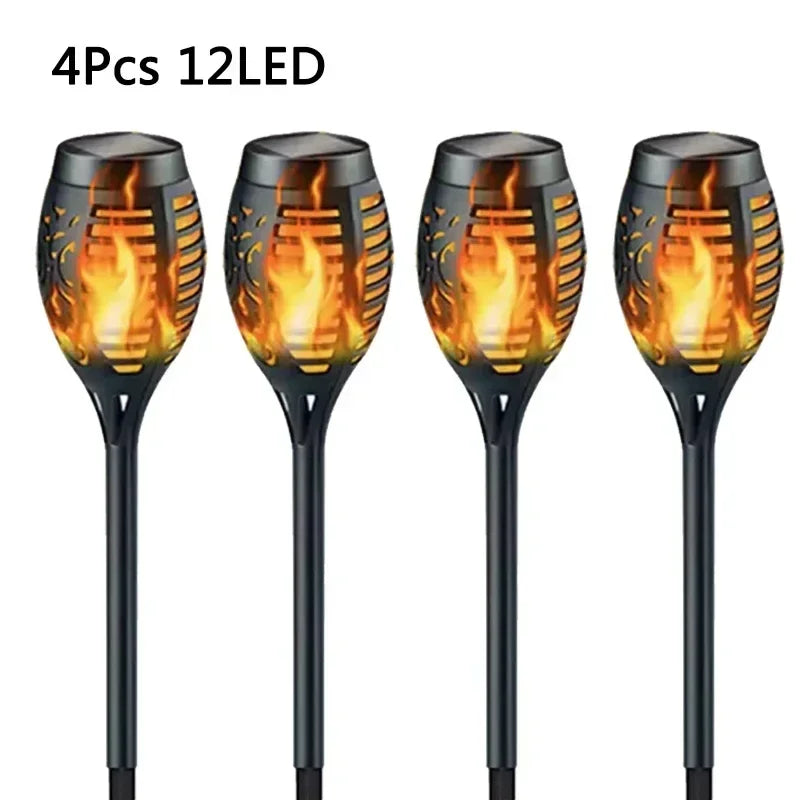 1-10Pack Solar Flame Light Outdoor 96/12 LEDs Flickering Torch Waterproof Night Lamp Garden Decoration for Lawn Path Yard Patio