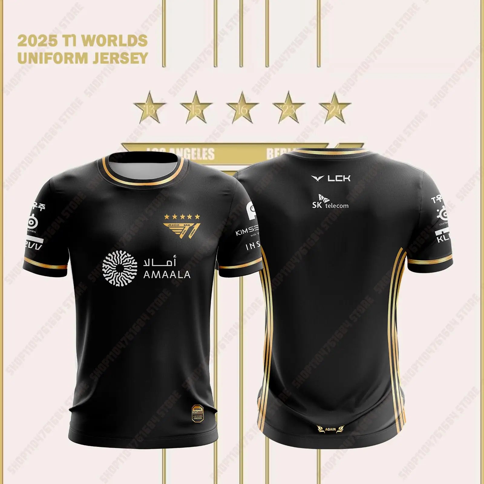 T1 Esports Team Uniform T-shirt 2025 League Of Legends World Finals Jersey New T-shirt Lol Game Faker Fan Support Round Neck Top